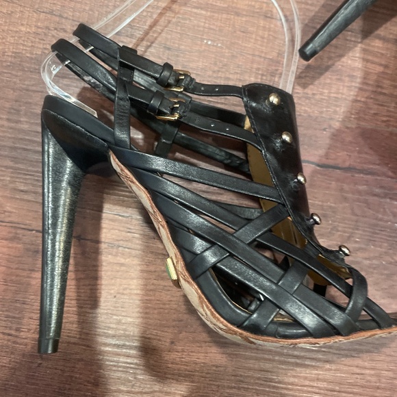 LAST CHANCE L A M B Black High Herl Sandals - Picture 1 of 2